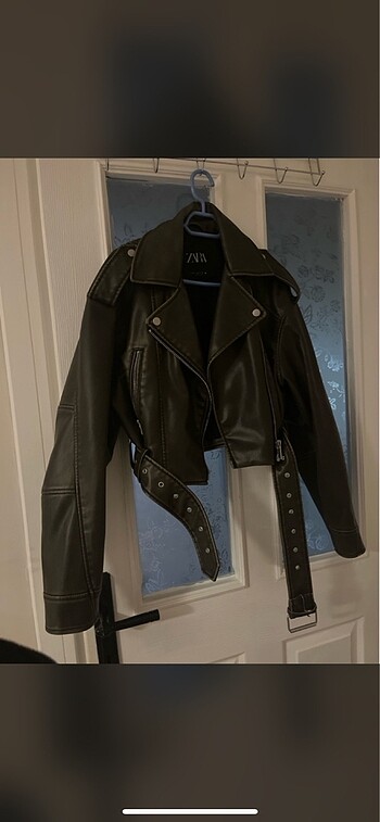 xs Beden Zara deri crop bıker ceket