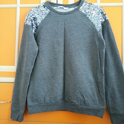 s Beden sweat gri omuzları pul detaylı