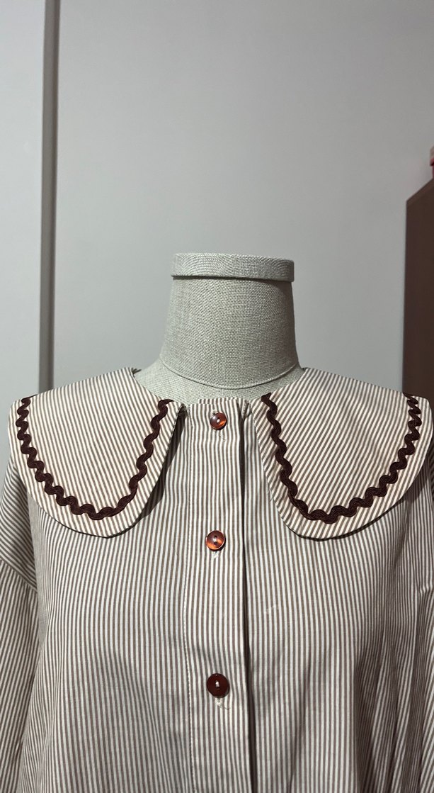 Nakışlı Bej Kadın Gömlek - Görsel 2