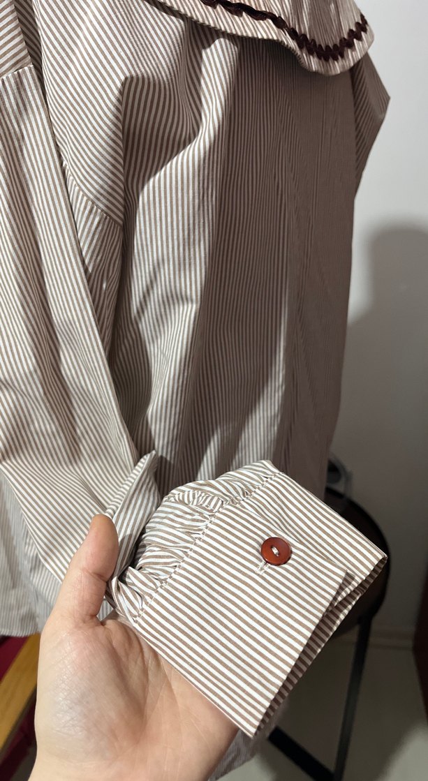 Nakışlı Bej Kadın Gömlek - Görsel 3