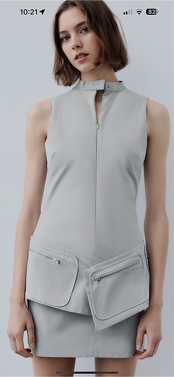 Zara Cepli ve kemerli kısa elbise