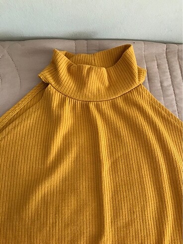 Hardal Sarısı Halter yaka elbise