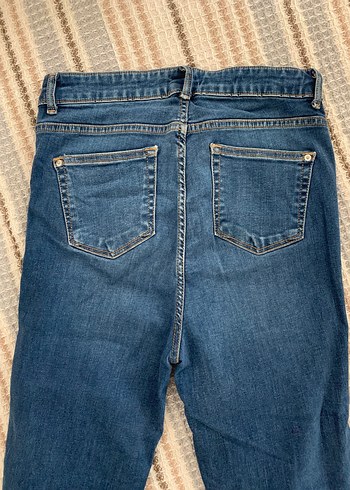 Twist Düğmeli Mavi Kadın Denim Pantolon