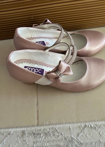 Kız Çocuk Pembe Deri topuklu ayakkabı - Görsel 2