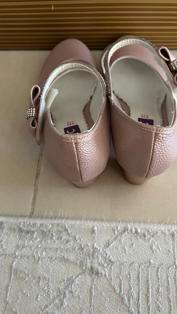 Kız Çocuk Pembe Deri topuklu ayakkabı - Görsel 3