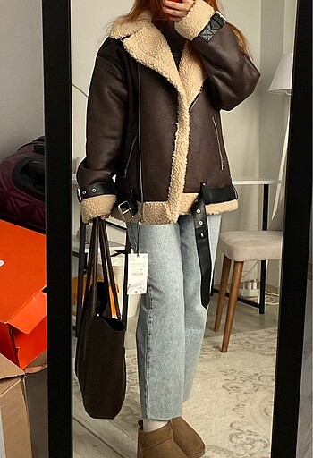 xs Beden ZARA ÇİFT YÜZLÜ UZUN CEKET DERİ
