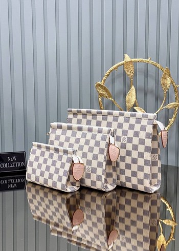 Beden Kahverengi Deri Kadın Clutch Çanta 3 lü set
