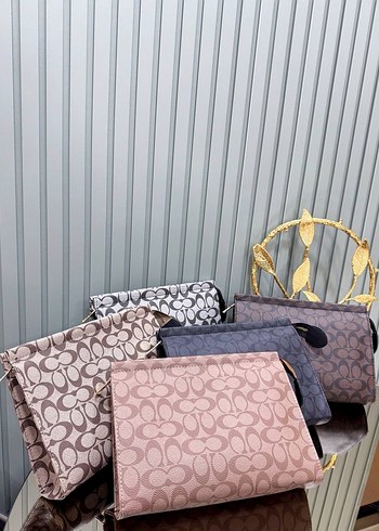 Louis Vuitton Kahverengi Deri Kadın Clutch Çanta 3 lü set