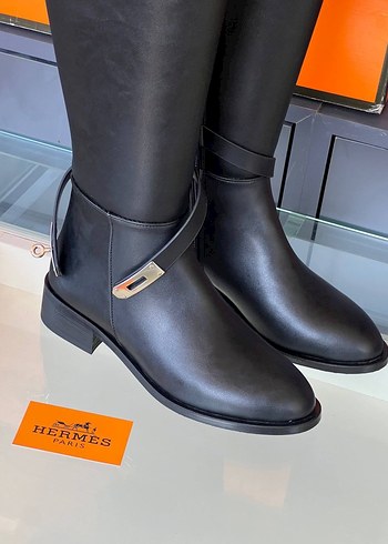 Hermes Kahverengi Deri Tokalı Diz Boyu Çizme - Görsel 2