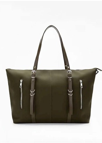 Lacivert Kadın Deri Fermuarlı Çanta - Görsel 3