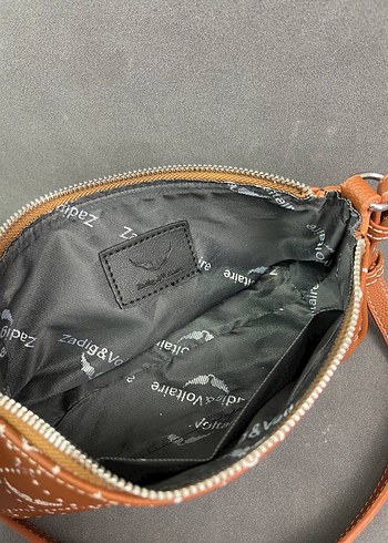 Kadın Nakışlı Deri Fermuarlı Çapraz Çanta - Görsel 5