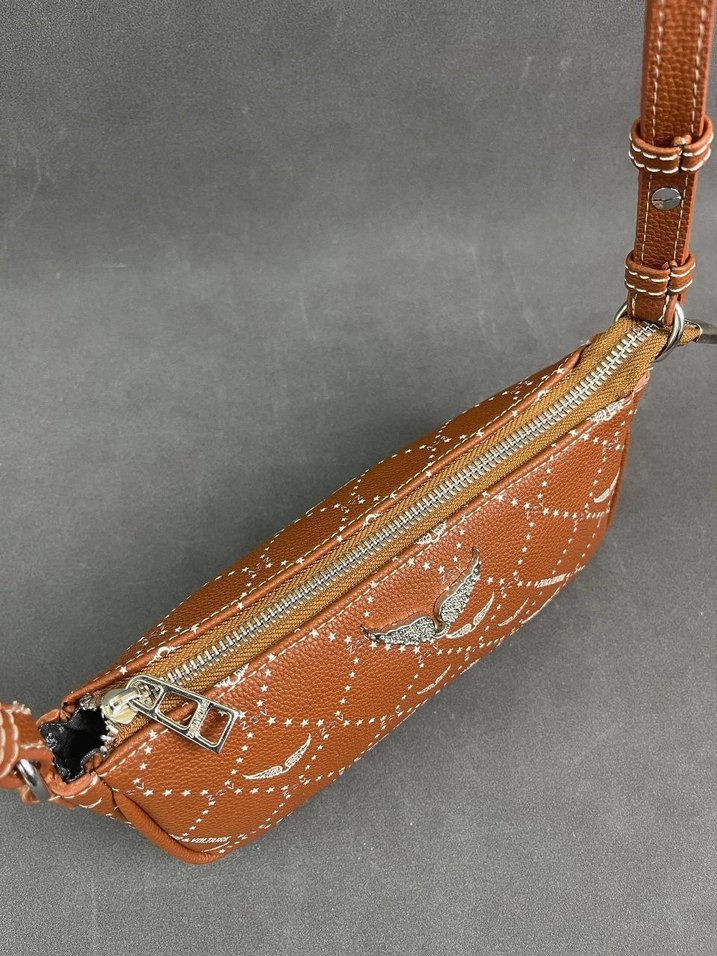 Kadın Nakışlı Deri Fermuarlı Çapraz Çanta - Görsel 3