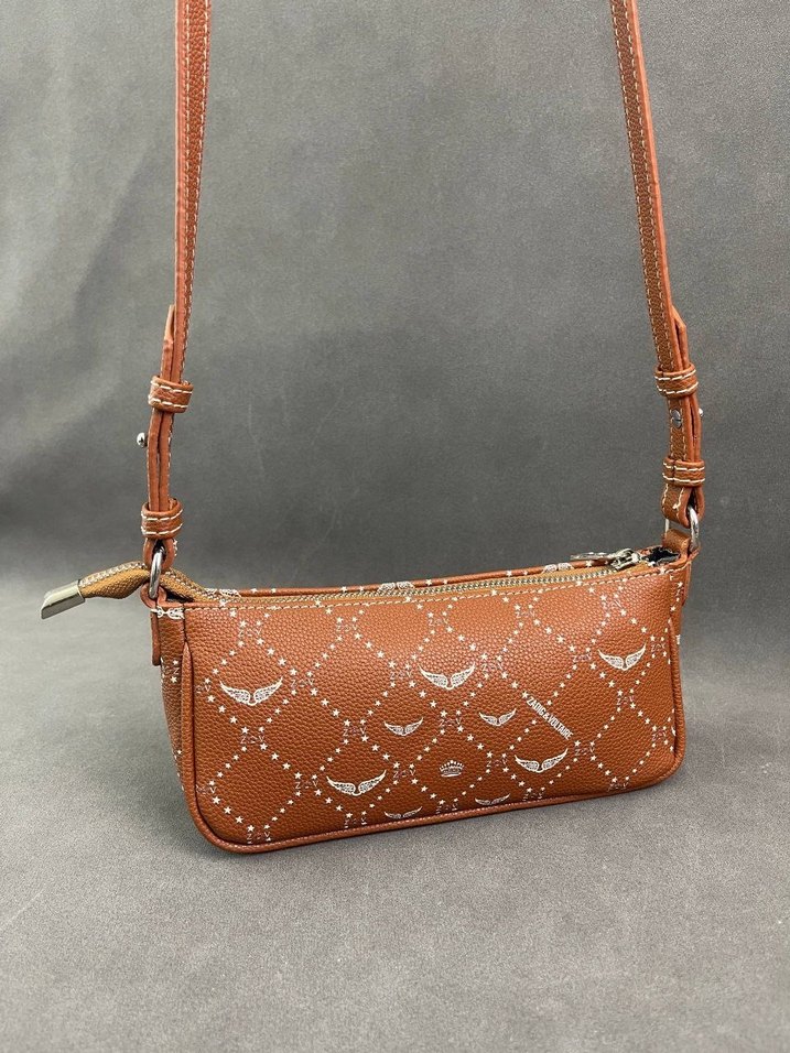 Kadın Nakışlı Deri Fermuarlı Çapraz Çanta - Görsel 4