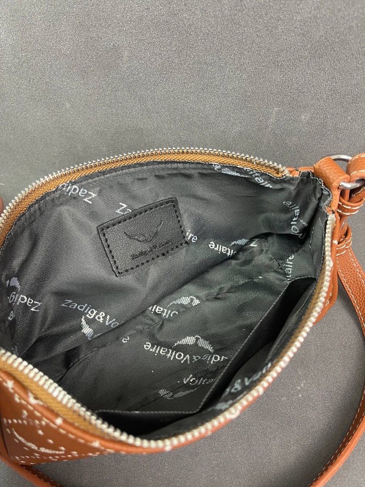 Kadın Nakışlı Deri Fermuarlı Çapraz Çanta - Görsel 5