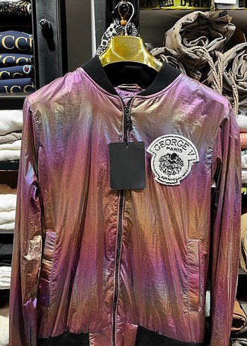Parlak Mor Tie-Dye Fermuarlı ceket