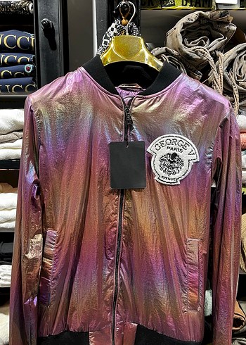 36 Beden Parlak Mor Tie-Dye Fermuarlı ceket