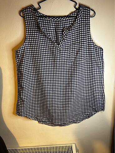 xl Beden lacivert Renk Kareli bluz