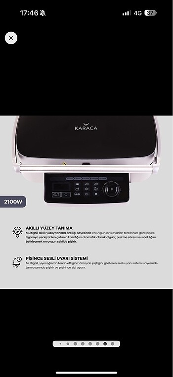  Beden Karaca multigrill xl akıllı otomatik ızgara ve tost makinesi 8 d