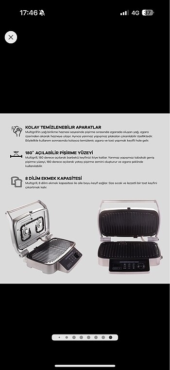 Karaca Karaca multigrill xl akıllı otomatik ızgara ve tost makinesi 8 d