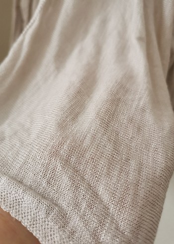 Bej Keten Salaş Midi Hırka - Görsel 2