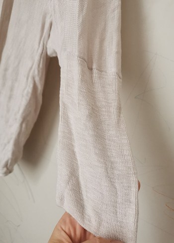 Bej Keten Salaş Midi Hırka - Görsel 3