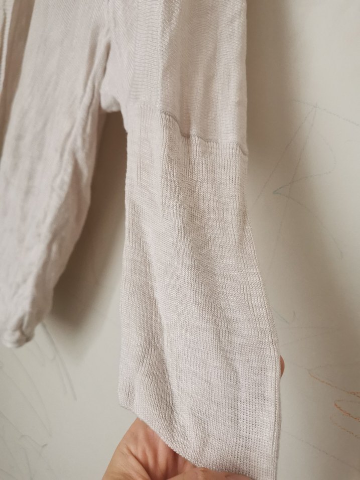 Bej Keten Salaş Midi Hırka - Görsel 3