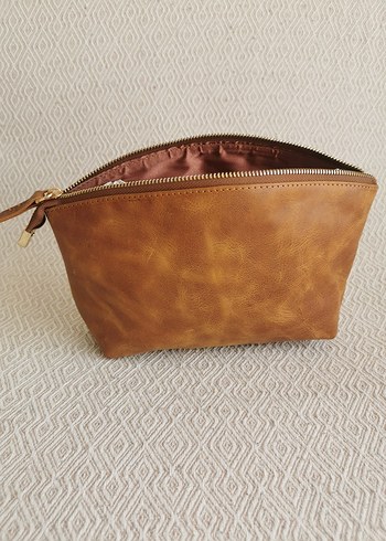 Deri Fermuarlı Bohem Makyaj Çantası - Görsel 3