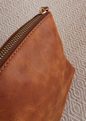 Deri Fermuarlı Bohem Makyaj Çantası - Görsel 5