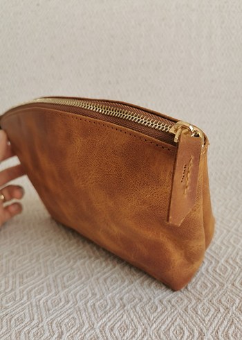 Deri Fermuarlı Bohem Makyaj Çantası - Görsel 2