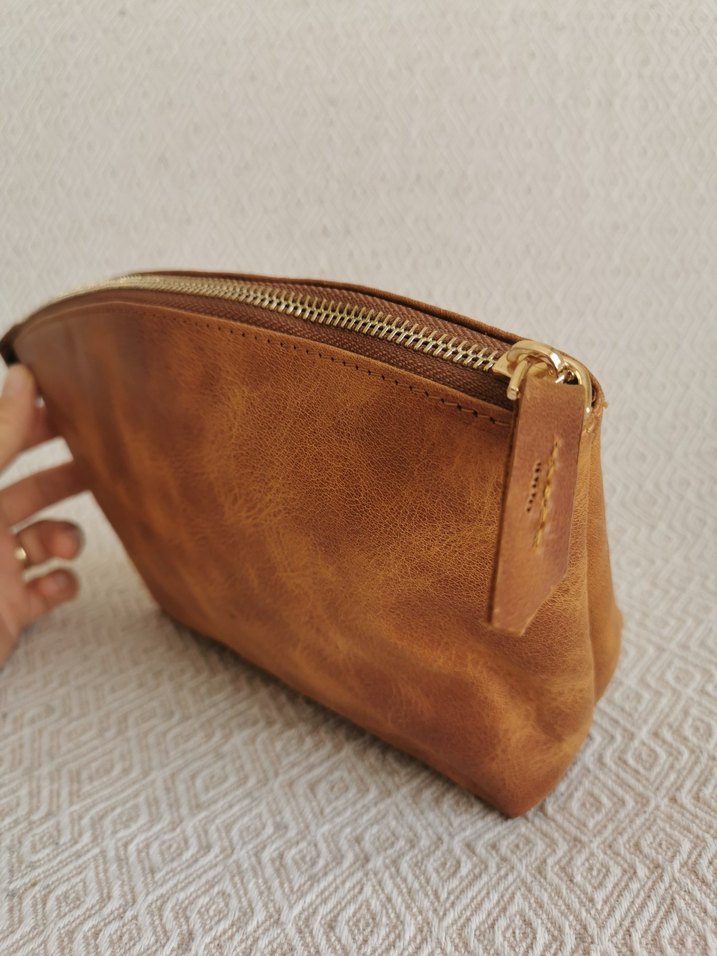 Deri Fermuarlı Bohem Makyaj Çantası - Görsel 2