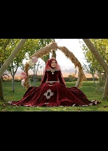 Beden bordo Renk Tesettür prenses model bordo kadife bindallı