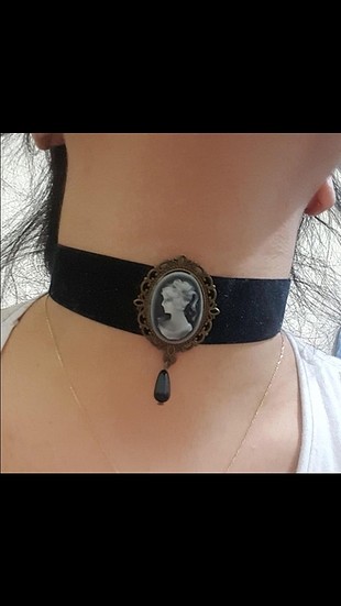 Siyah vintage choker