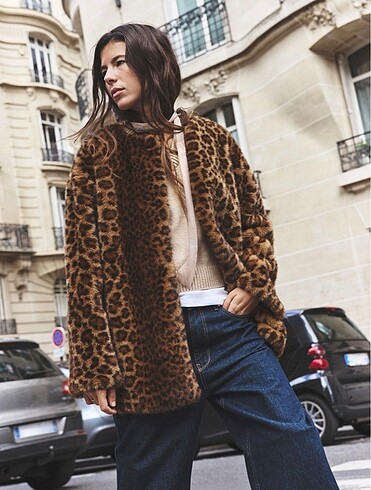 xs Beden çeşitli Renk Zara leopar viral kürk