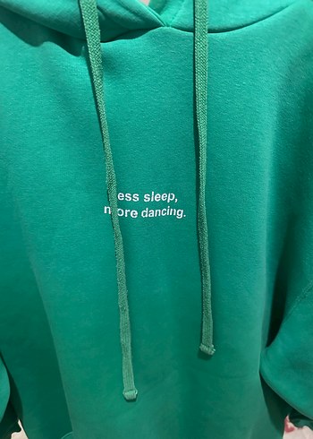 Yeşil Kapüşonlu Oversize Sweatshirt - Görsel 2