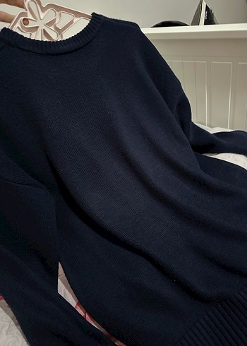 Kırmızı Nakışlı Siyah Triko Kadın Kazak - Görsel 4