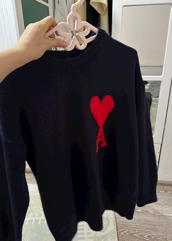 Kırmızı Nakışlı Siyah Triko Kadın Kazak - Görsel 6