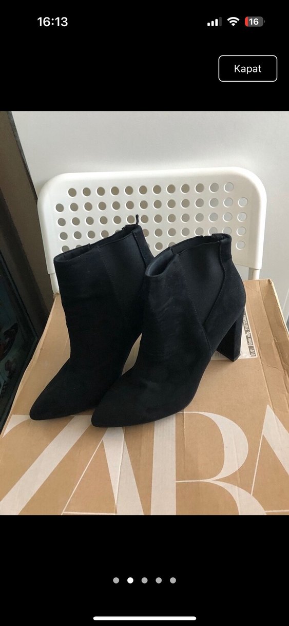 Siyah Süet Stiletto Topuklu Kadın Bot - Görsel 2