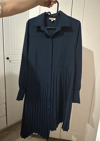 Uzun Kollu, Pilili Mavi Kadın tunik - Görsel 2