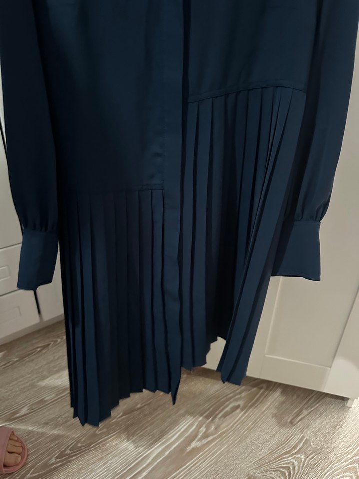 Uzun Kollu, Pilili Mavi Kadın tunik - Görsel 4