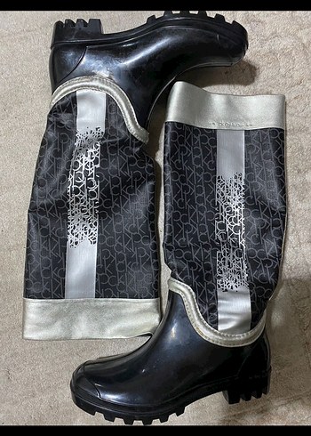 Kadın Siyah Gri Desenli Stiletto Çizme - Görsel 2