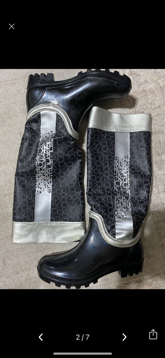 Kadın Siyah Gri Desenli Stiletto Çizme - Görsel 2