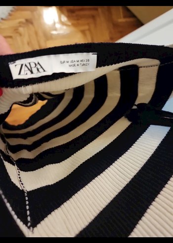 Siyah-Beyaz Çizgili İnce Triko Kadın Kazak - Görsel 3