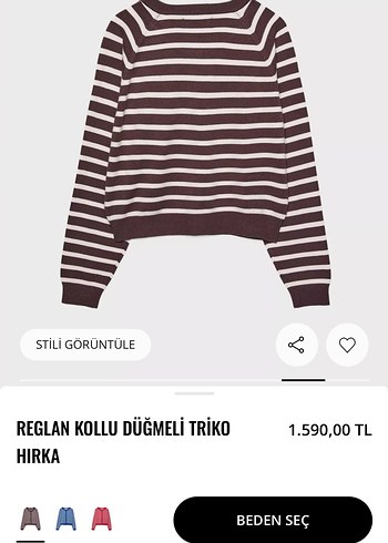 Kahverengi Çizgili Reglan Kollu Triko Hırka - Görsel 6