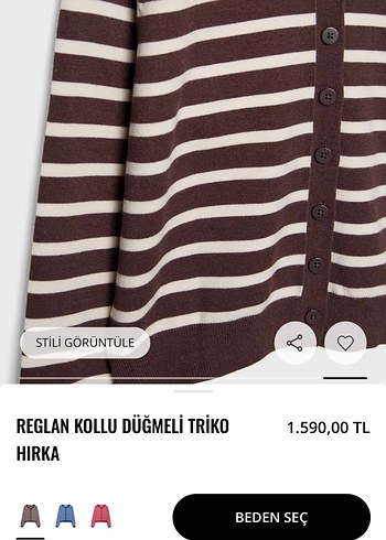 Kahverengi Çizgili Reglan Kollu Triko Hırka - Görsel 7