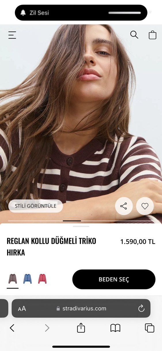 Kahverengi Çizgili Reglan Kollu Triko Hırka - Görsel 4