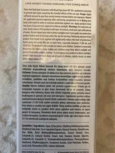 Sephora Sinoz güneş kremi