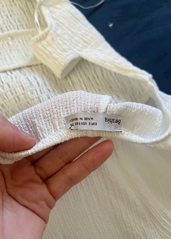 Beyaz Keten Askılı Midi Tulum - Görsel 3