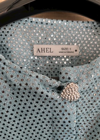 Zara Düğmeli Mavi Parlak Mini Bluz
