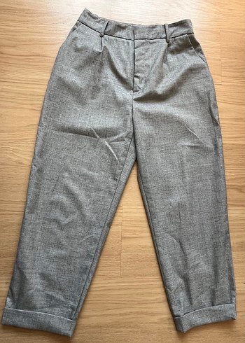Gri Regular Fit Keten Kadın Pantolon