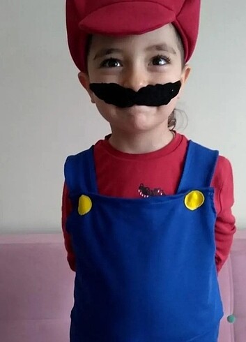 6 Yaş Beden mavi Renk Mario kostümü